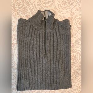 INC International Concepts Dark Gray Knit Sweater, Quarter Zip, Medium